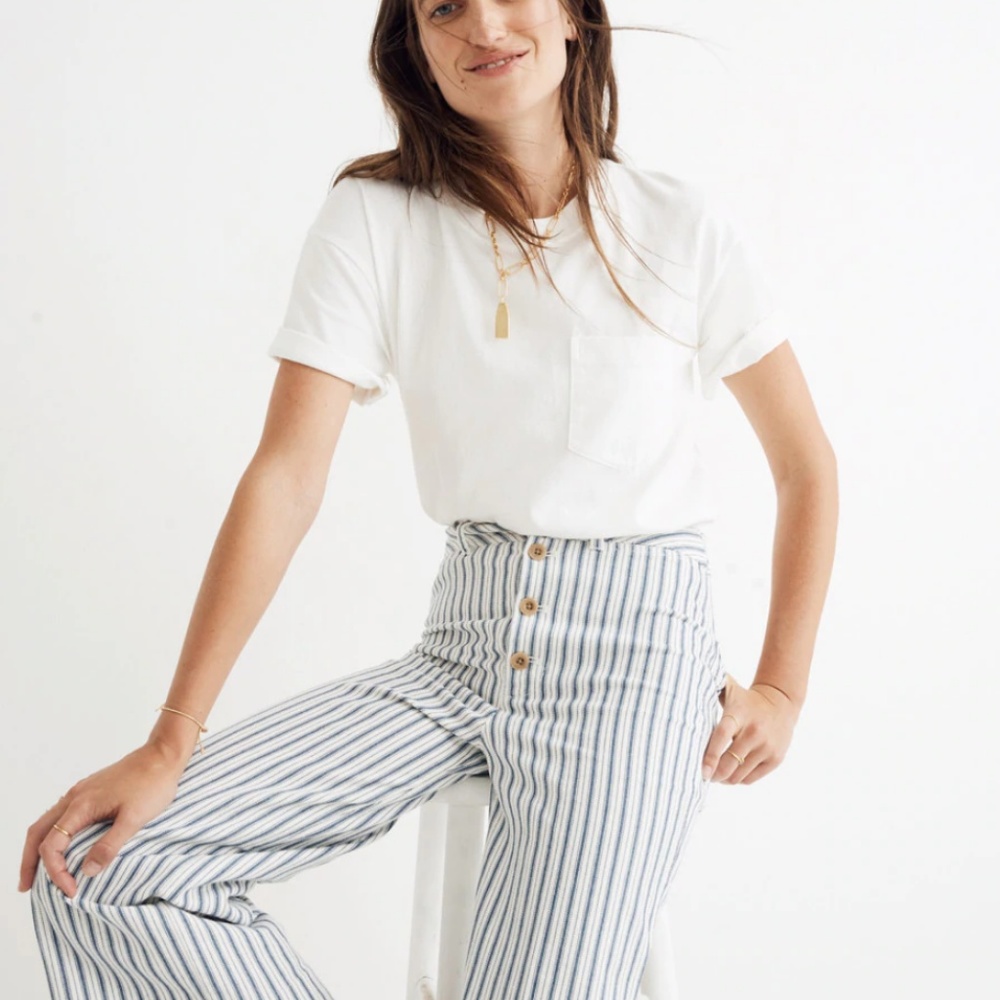 SOLD Madewell Emmett Wide-Leg Crop Pants in Stripe - Picture 6 of 6